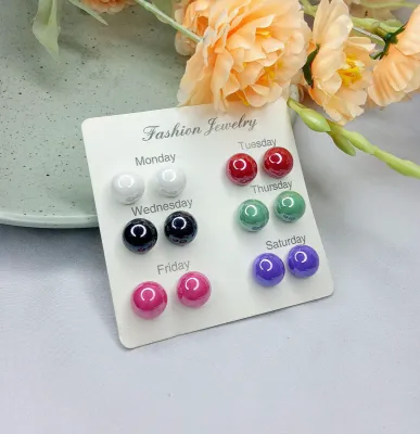 6 Pairs Multi Color James Ball Earrings Set